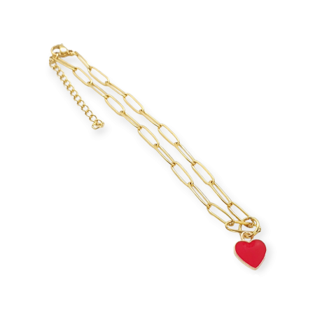 footchain steel gold red heart2